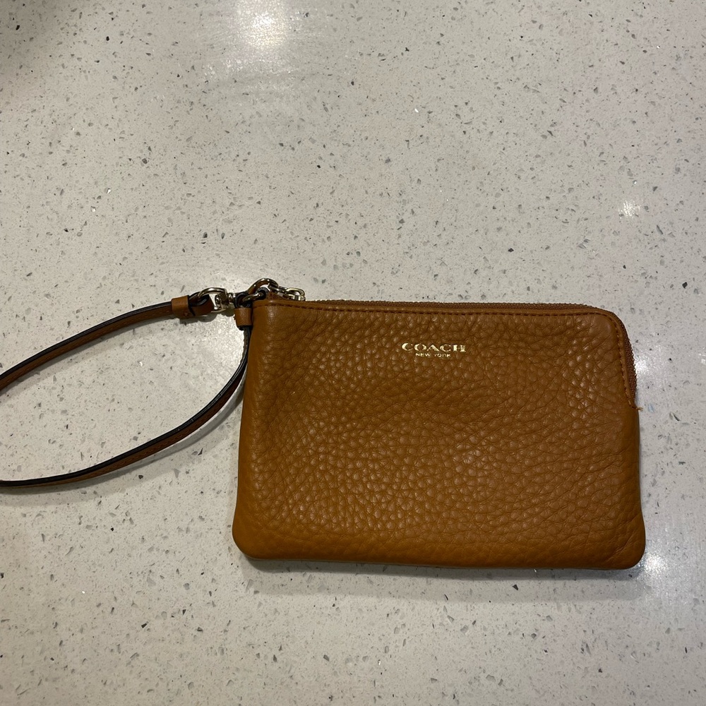 Brown Leather Coach Wristlet